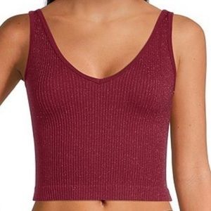 Intimately Free People Luxe Washed Seamless‎ Tank.  Size M/L. Wine with silver.